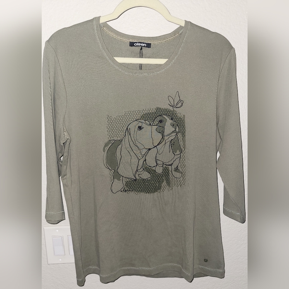 Olsen 'Edda' Shaped Fit 3/4‎ Sleeve T-Shirt Med/Lg